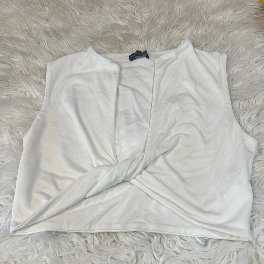 Naked wardrobe white twist front crop top